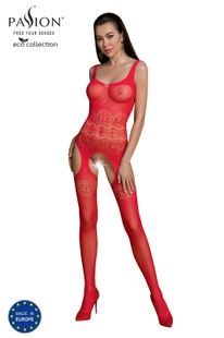 Бодістокінг Passion ECO BS005 red, щільний, відкритий доступ, імітація підв&rsquo;язок SO7074 фото