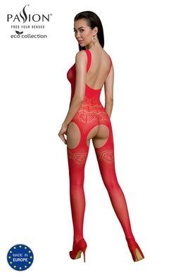 Бодістокінг Passion ECO BS005 red, щільний, відкритий доступ, імітація підв&rsquo;язок SO7074 фото