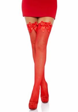 Leg Avenue Fishnet Thigh Highs With Bow OS Red SO7971 фото