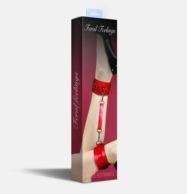 Поножи Feral Feelings - Ankle Restraints, натуральна шкіра, червоні SO8258 фото