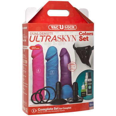 Набор для страпона Doc Johnson Vac-U-Lock Dual Density UltraSKYN Colors Set, диаметр 3х4,5см SO1988 фото