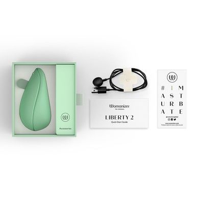 Вакуумний кліторальний стимулятор Womanizer Liberty 2 Sage, 8 режимів, магнітна кришечка SX0520 фото