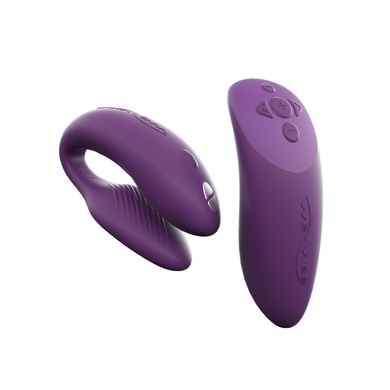 Смарт-вібратор для пар We-Vibe Chorus Purple, сенсорне керування вібраціями стисненням пульта SO6923 фото