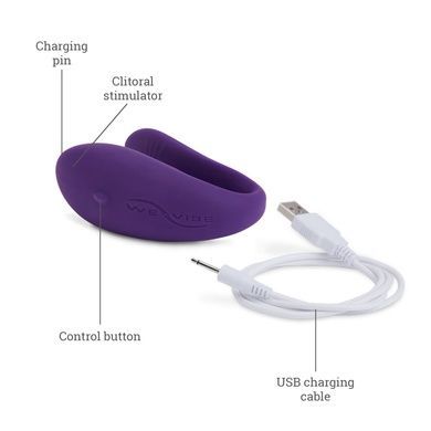 Недорогий вібратор для пар We-Vibe Unite Purple, однокнопковий пульт ДК SO6936 фото