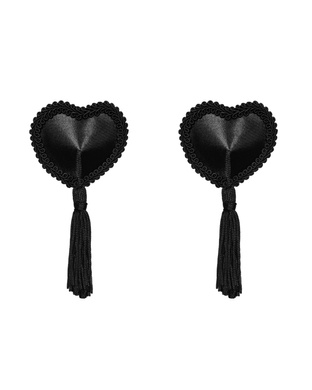 Еротичні наклейки на соски з пензликами Obsessive Tassel nipple covers black, чорні SO7312 фото