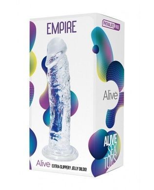 Прозрачный фаллоимитатор Alive Jelly Dildo Empire, ТПЕ, присоска, диаметр 4.3 см, длина 19.3см SO5554 фото