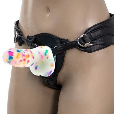 Фалоімітатор з конфетті ADDICTION - PARTY MARTY - 7.5 "- FROST &CONFETTI, 19 см, силікон, вібропуля SO4532 фото