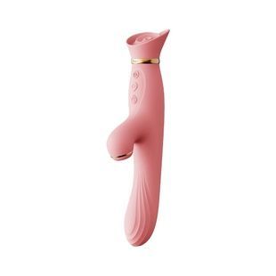 Вібратор з підігрівом та вакуумною стимуляцією клітора Zalo - ROSE Vibrator Strawberry Pink SO6680 фото