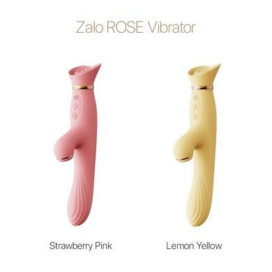Вибратор с подогревом и вакуумной стимуляцией клитора Zalo - ROSE Vibrator Strawberry Pink SO6680 фото