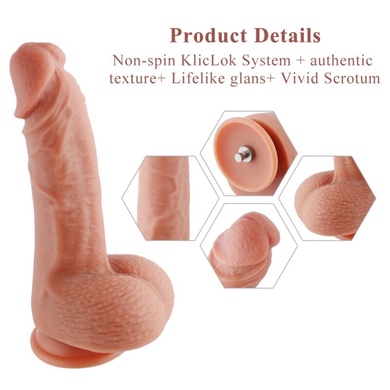 Ультрареалистичный фаллоимитатор для секс-машин Hismith 8.3″ 2-layers Silicone Flesh Dildo,2-слойный SO6204 фото