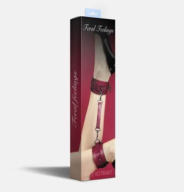 Поножи Feral Feelings - Ankle Restraints, натуральна шкіра, бургунді SO8259 фото