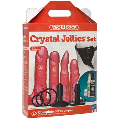 Набор для страпона Doc Johnson Vac-U-Lock Crystal Jellies Set, диаметр 3,8см, 2×4,5см, 5,1см SO1989 фото