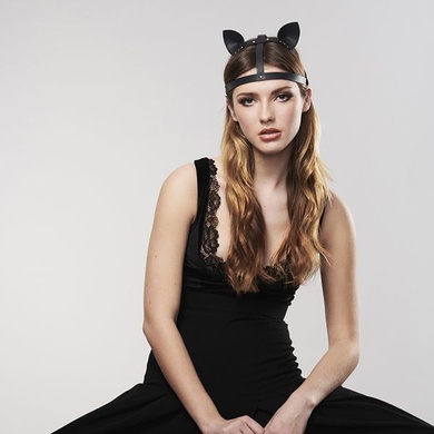 Маска кошечки Bijoux Indiscrets MAZE - Cat Ears Headpiece Black, экокожа SO2684 фото