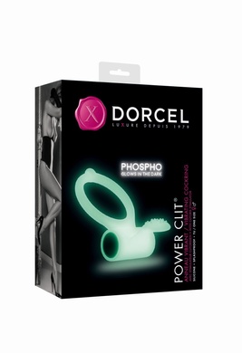 Эрекционное кольцо Dorcel Power Clit White PHOSPHO с вибрацией, белое, светится в темноте MD1397 фото