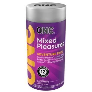 Презервативи ONE Mixed Pleasures, 12 шт, 6 видів, подарункова упаковка-тубус SX0788 фото