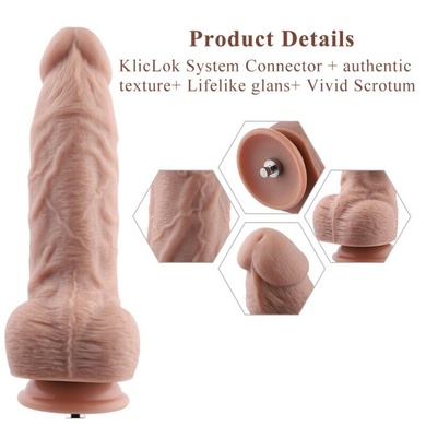 Гибкий фаллоимитатор для секс-машин Hismith 9.25″ Silicone Dildo, система KlicLok SO6207 фото