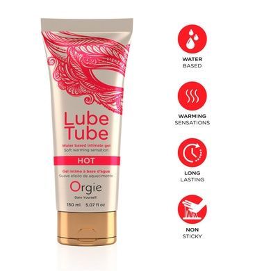 Лубрикант на водній основі Orgie Lube Tube Hot, 150 мл, з зігріваючим ефектом, без запаху SX1523 фото