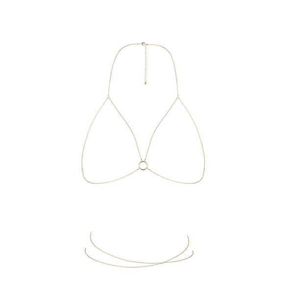 Цепочка портупея Bijoux Indiscrets Magnifique Bra Chain - Gold, украшение на тело SO2656 фото