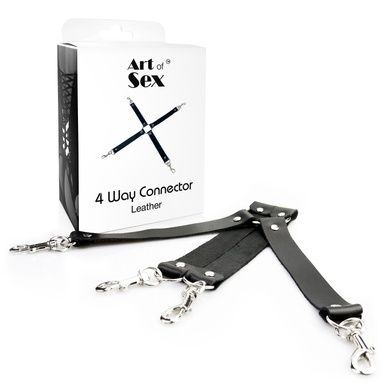 Хрестовина з натуральної шкіри Art of Sex - 4 Way Connector, Чорний SO7480 фото