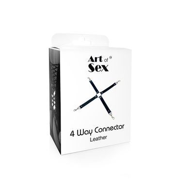Хрестовина з натуральної шкіри Art of Sex - 4 Way Connector, Чорний SO7480 фото