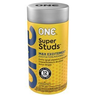 Презервативи ONE Super Studs, 12 шт, з точковим рельєфом, з мастилом, подарункова упаковка-тубус SX0791 фото