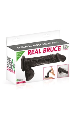 Фаллоимитатор на присоске Real Body - Real Bruce Black, TPE, диаметр 4,2см SO4028 фото