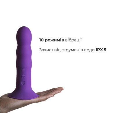 Двошаровий ділдо з вібрацією Adrien Lastic Hitsens 3 Purple, відмінно для страпона, діаметр 4 см, до SO5053 фото