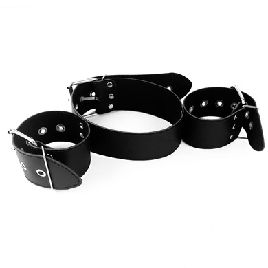 Ошейник с наручниками из натуральной кожи Art of Sex - Bondage Collar with Handcuffs SO6618 фото