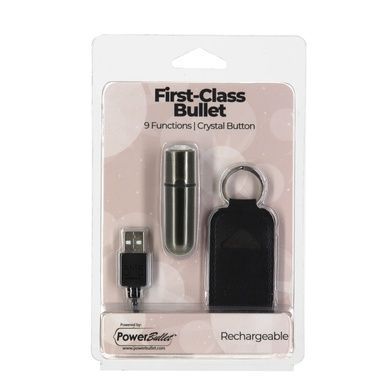 Віброкуля PowerBullet - First-Class Bullet 2.5" with Key Chain Pouch, Gun Metal SO6846 фото