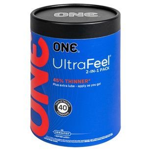 Презервативи ONE Ultra Feel, ультратонкі, з додатковим мастилом, 40 шт, подарункова упаковка-тубус SX0797 фото