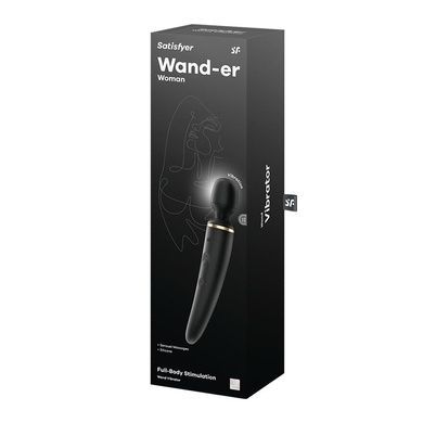 Вібромасажер Satisfyer Wand-er Woman (Black/Gold), водонепроникний, потужний, розмір XXL SO3456 фото