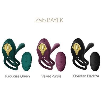 Смарт-эрекционное кольцо Zalo BAYEK Turquoise Green, двойное с вводимой частью, пульт ДУ SO6644 фото