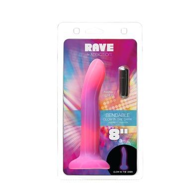Светящийся в темноте фаллоимитатор ADDICTION Rave 8&Prime; Glow in the Dark Dildo Pink Purple, 20,3 см SO6850 фото