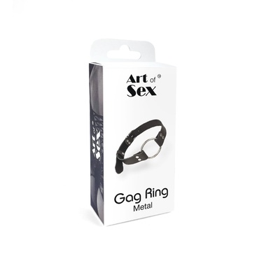 Кляп металеве кільце з натуральної шкіри Art of Sex - Gag Ring Metal, Чорний SO6790 фото