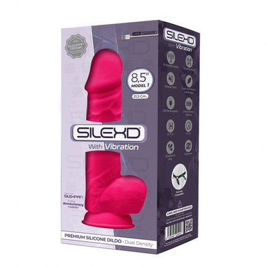 Фалоімітатор з вібрацією SilexD Norman Vibro Pink (MODEL 1 size 8,5in), двошаровий, діаметр 5 см SO5017 фото