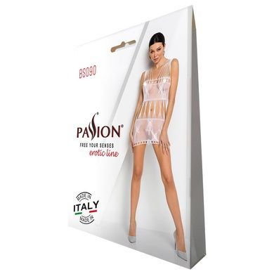 Бодістокінг &mdash; мінісукня з метеликами Passion BS090 white SO6390 фото