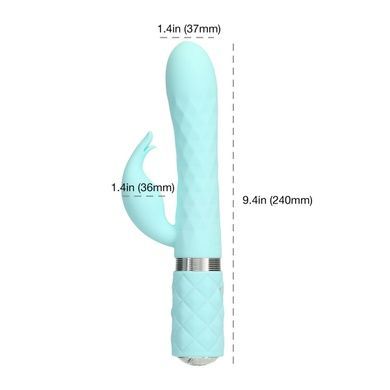 Роскошный кролик с ротацией и вибрацией Pillow Talk Lively, Teal, кристалл Сваровски, тройной отрост SO6857 фото