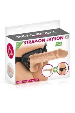 Жіночий страпон-трусики 2в1 Real Body &mdash; Jayson: довжина 21 см, діам. 4 см, трусики та фалоімітатор н SO7006 фото