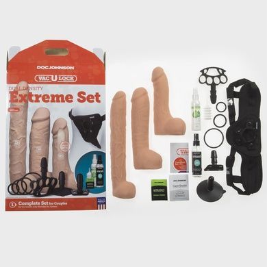 Набор для страпона Doc Johnson Vac-U-Lock Dual Density Extreme Set, диаметр: 7,72 см, 2&times;6,99 см SO6917 фото