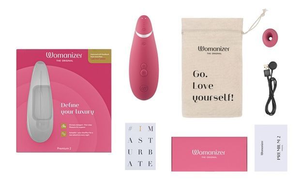 Вакуумный клиторальный стимулятор Womanizer Premium 2 - Raspberry, функции Autopilot и Smart Silence SO8753 фото