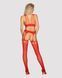Бодистокинг Obsessive Bodystocking G313 S/M/L red, шнуровка, геометрический декор SO7238 фото 4