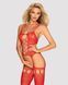 Бодистокинг Obsessive Bodystocking G313 S/M/L red, шнуровка, геометрический декор SO7238 фото 1