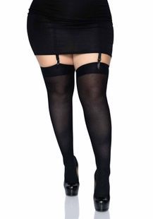 Leg Avenue Nylon Thigh Highs + PLUS SI Black SO7917 фото