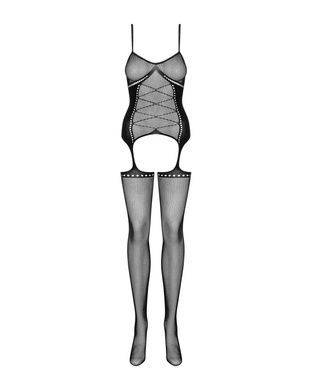 Бодистокинг Obsessive Bodystocking G314 S/M/L, имитация корсета и корсетной шнуровки SO7239 фото