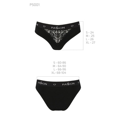 Трусики з широкою гумкою і мереживом Passion PS001 PANTIES black, size M SO4160 фото