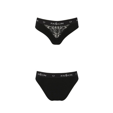 Трусики з широкою гумкою і мереживом Passion PS001 PANTIES black, size M SO4160 фото