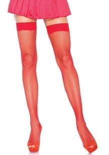 Leg Avenue Nylon Fishnet Thigh Highs OS Red SO7966 фото