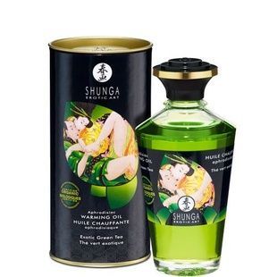 Органічна розігрівальна олія Shunga Aphrodisiac Warming Oil &ndash; Exotic green tea (100 мл) без цукру SO2503 фото