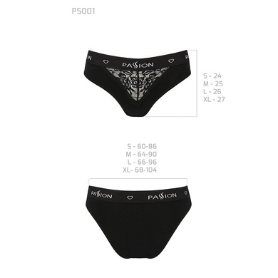 Трусики з широкою гумкою і мереживом Passion PS001 PANTIES black, size S SO4161 фото