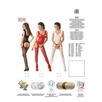 Бодистокинг Passion BS046 red, комбинезон с имитацией чулок PBS046R фото